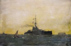 Unattributed (early 20th century) Oil on board "HMS Thunderer",