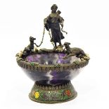 Late 19th century Historismus enamelled silver-mounted hardstone bowl,