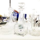 Assorted glassware including decanters, vases, water jug, ashtray, etc.