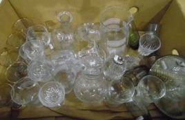 Assorted glassware including a glass comport, vases, wines, etc.