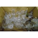 Assorted glassware including a glass comport, vases, wines, etc.