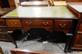 Georgian-style mahogany writing table with inset writing surface,