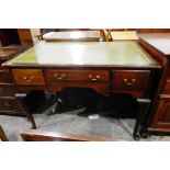 Georgian-style mahogany writing table with inset writing surface,