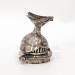 Victorian silver novelty cover, probably for an inkwell, modelled as a lancer's czapka/cap,