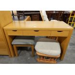 Alexander Miles Furniture Company oak dressing table, with three frieze drawers on stile supports,