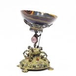 Late 19th century Historismus enamelled silver and hardstone pedestal bowl,