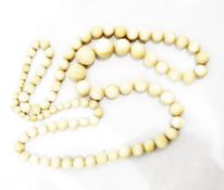 Late 19th century single row of graduated ivory beads