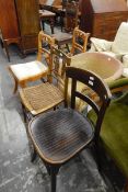 Pair of stained beech framed dining chairs,