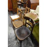 Pair of stained beech framed dining chairs,