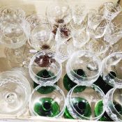 Assorted glass including engraved wines, cut glass, etc.