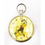 Donald Duck open-faced pocket watch in chrome case,