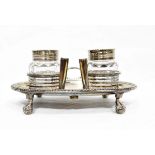 Small George III silver inkstand by Burrage Davenport, London 1778,