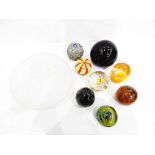 Quantity of decorative paperweights to include Murano, Mdina, etc.