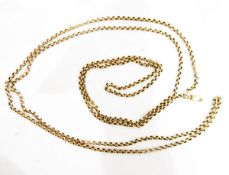 Gold faceted belcher link muff chain, unmarked, approx.
