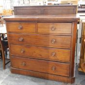 Victorian mahogany bowfront chest of two short and three long drawers,