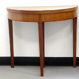 Teak demi-lune foldover tea/card table,