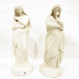 Pair of late 19th century Parian figures of 'Tragedy' and 'Comedy' by W H Goss,