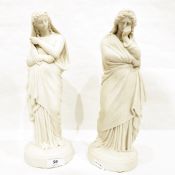 Pair of late 19th century Parian figures of 'Tragedy' and 'Comedy' by W H Goss,