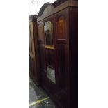 Edwardian inlaid mahogany wardrobe,