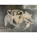 Quantity of reproduction prints mainly featuring cherubs, in gold frames,