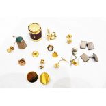 14K gold cufflink, bark finish, quantity gold and other tie studs,