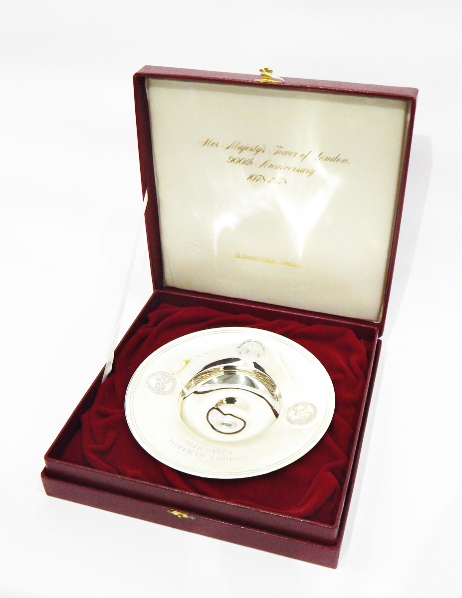 Limited edition Armada-style silver dish commemorating the 900th anniversary of Her Majesty's Tower