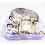 Quantity of silver plate including a pair of entree dishes and covers,