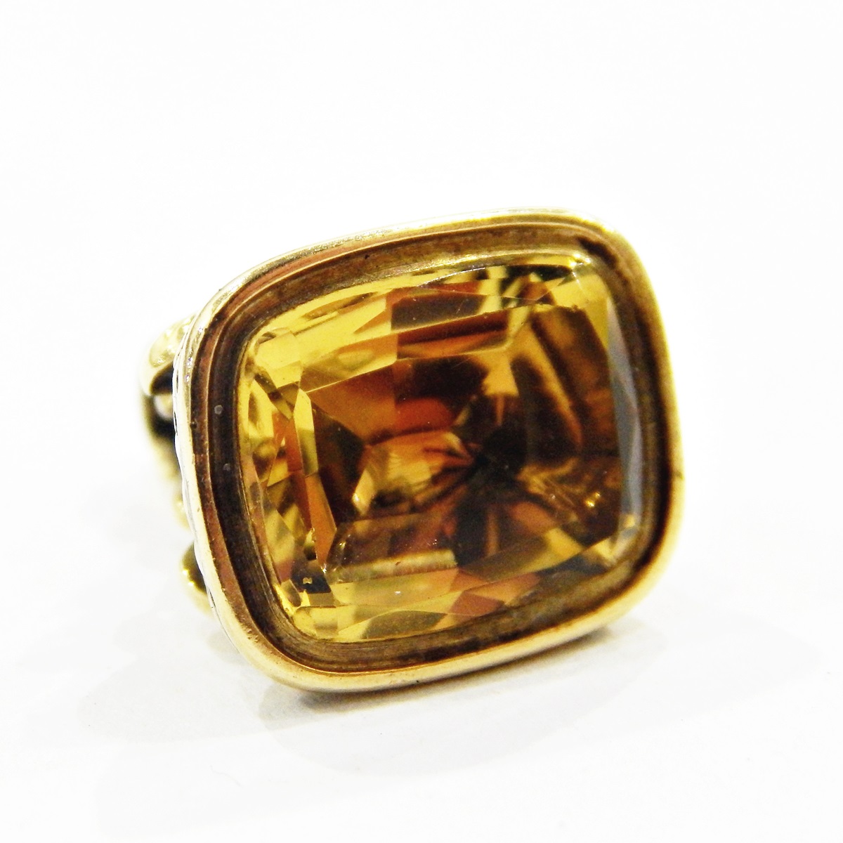 19th century gold-coloured metal seal set with citrine, - Image 3 of 3