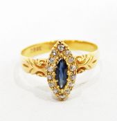 22ct gold, sapphire and diamond dress ring,