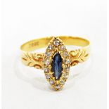 22ct gold, sapphire and diamond dress ring,