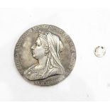 Victorian white metal medal commemorating Queen Victoria's 1897 diamond jubilee,