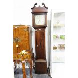 19th century longcase clock, 30-hour movement with painted dial,