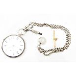 Gentleman's silver-cased open-faced pocket watch with enamel dial,