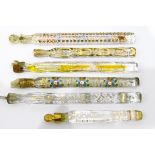 Collection of Victorian glass scent phials with etched and handpainted decoration (6)