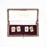 Pair of 9ct gold enamelled cufflinks,