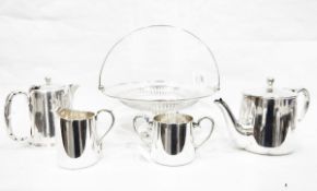 Large quantity of silver plate including a swing-handled fruit basket, entree dishes,