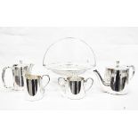 Large quantity of silver plate including a swing-handled fruit basket, entree dishes,