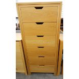 Alexander Miles Furniture Company oak 'Sabien' tallboy, comprising six flush fitting drawers,