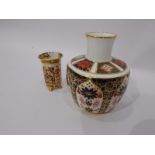 Royal Crown Derby vase of squat bottle form decorated in the Imari palette pattern 1128,