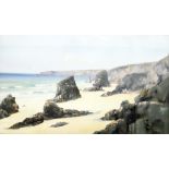 Harold Gordon (20th century) Watercolour Rocky coastal scene, signed lower left,