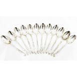 Set of 12 silver teaspoons by Josiah Williams & Co, London 1930,