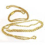 9K gold rope-twist necklace, 11.2g approx. and another gold-coloured metal necklace, 7g approx.