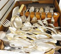 Large quantity of silver-plated flatware including Hanoverian and Old English patterns,