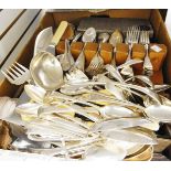 Large quantity of silver-plated flatware including Hanoverian and Old English patterns,