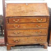 Late 18th/early 19th century mahogany bureau with fitted interior,