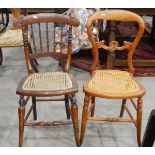 Five beech cane seated chairs