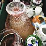 Large quantity of ornamental ceramics, metalware, carnival glass cups, vine and grape decoration,