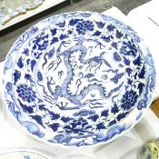 Large porcelain charger in reproduction Chinese-style,