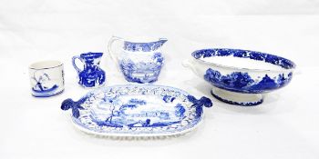 Quantity of blue and white pottery to include 19th century Chetham & Robinson oval plate with