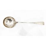 George III Scottish silver ladle by Alexander Gairdner, Edinburgh 1768, with feather-edged bowl,